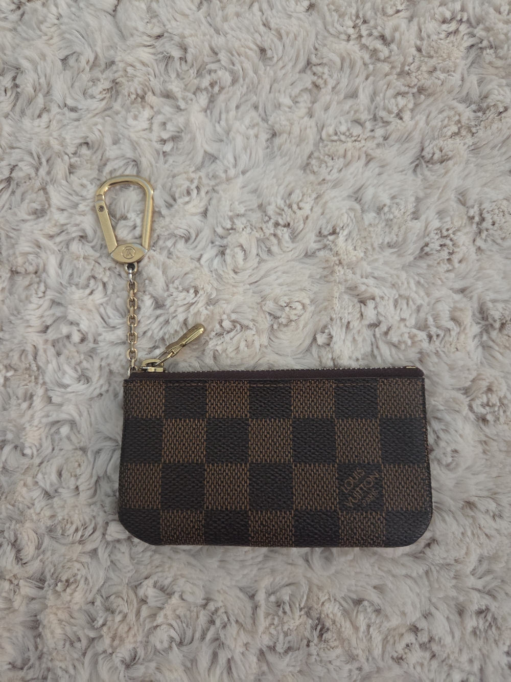 Louis Vuitton Damier Ebene Key Pouch with Gold-Tone Chain (2010)